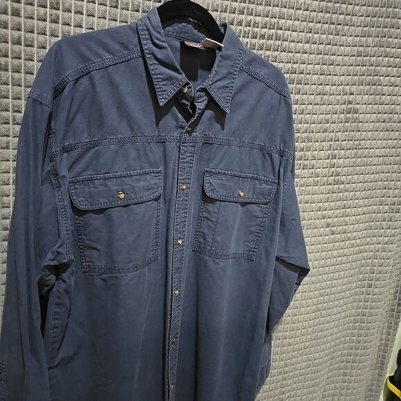 Cotton Canvas Work Shirt Mens XL Saugatuck Heavy Button Collared Long Sleeve VTG - Picture 4 of 11